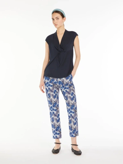 Max Mara Lyocell Jersey Top In Navy