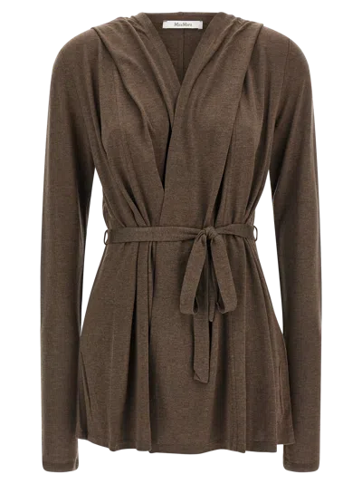 Max Mara Lyocell-silk Blend Cardigan In Brown