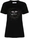 Max Mara Floral Short Sleeve Round Neck Top In Black