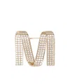 Max Mara Crystal-embellished Brooch In Gold