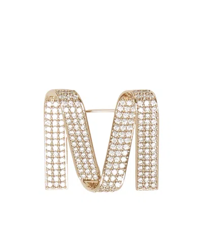 MAX MARA RHINESTONE M-SHAPED BROOCH