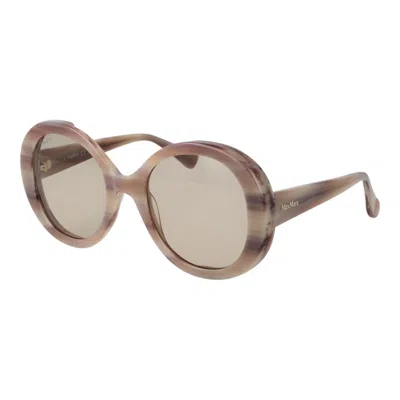 Max Mara Ma-1062242 Round Acetate Sunglasses In Beige