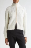 Max Mara Mabel Two-way Zip Funnel Neck Wool & Cashmere Cardigan In White