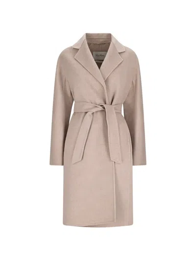Max Mara Maceri Belted Coat In Neutral