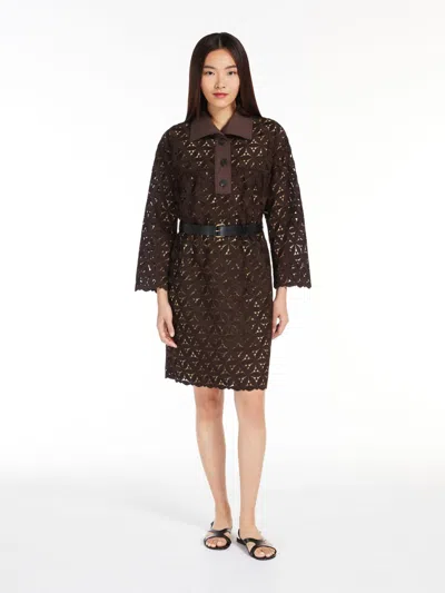 Max Mara Macramé And Poplin Dress In Black