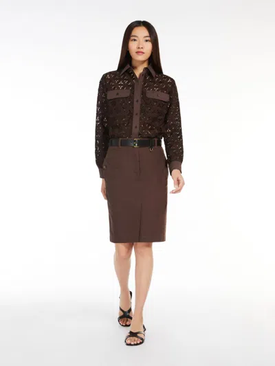 Max Mara Macramé And Poplin Shirt In Brown