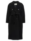 Max Mara Double-breasted Coat With Belt Coats Blue In Black