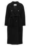 Max Mara Double-breasted Coat With Belt Coats Blue In Black