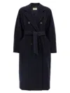 Max Mara Double-breasted Coat With Belt Coats Blue In Blue