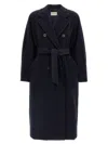 Max Mara Double-breasted Coat With Belt Coats Blue In Blue