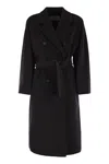 Max Mara Womens Black Madame Belted Wool And Cashmere Coat In Black