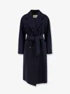 Max Mara Madame Wool And Cashmere Long Belted Coat In Blue