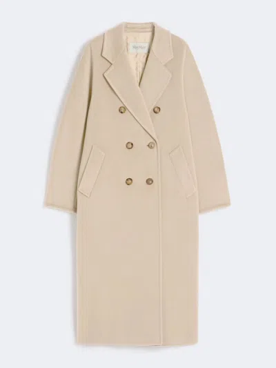 Max Mara Long Jacket Notch Lapels Side Pockets In Neutral