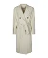 Max Mara Double-breasted Belted Coat Long Sleeves In Gray