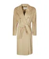 Max Mara Double-breasted Belted Coat Notched Lapels In Neutral