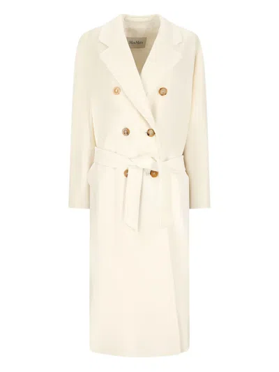 Max Mara Madame Belted Double-breasted Coat In Neutral