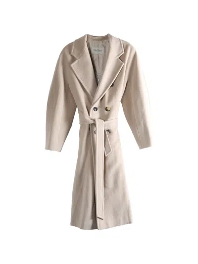Max Mara Madame Belted Double-breasted Coat In Neutral
