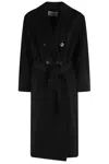 Max Mara Double-breasted Coat With Belt Coats Blue In Black