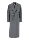 Max Mara Virgin Wool Belted Coat In Gray