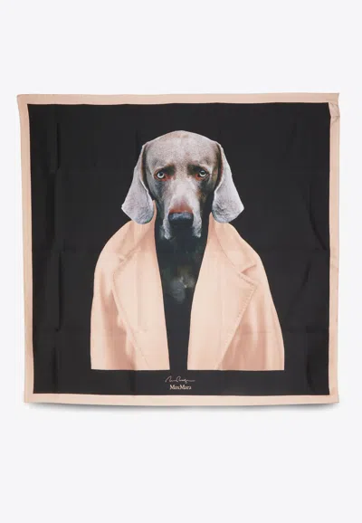 Max Mara Madame Dog Silk Foulard In Pink