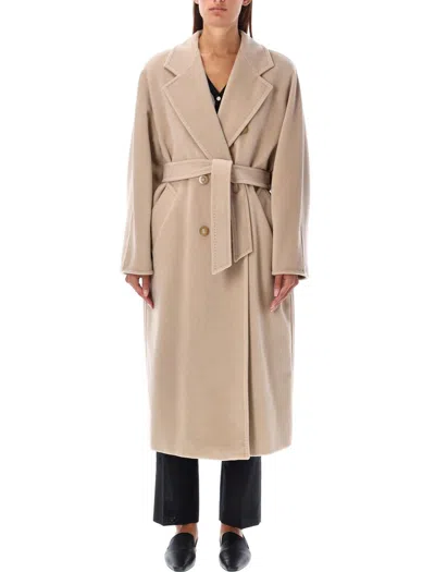 Max Mara Madame Double-breasted Belted Coat In Beige