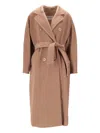 Max Mara Madame Double-breasted Belted Coat In Brown