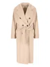 Max Mara Madame Double-breasted Belted Coat In Neutral