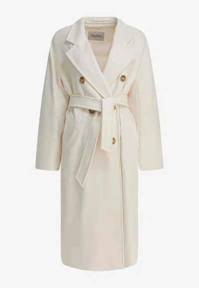 Max Mara Madame Double-breasted Wool-blend Coat In White