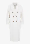 Max Mara Madame Double-breasted Wool Coat In White