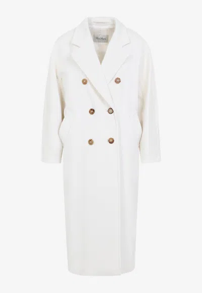Max Mara Madame Double-breasted Wool Coat In White