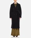 Max Mara Madame Double Breast Wool Blend Coat In Black