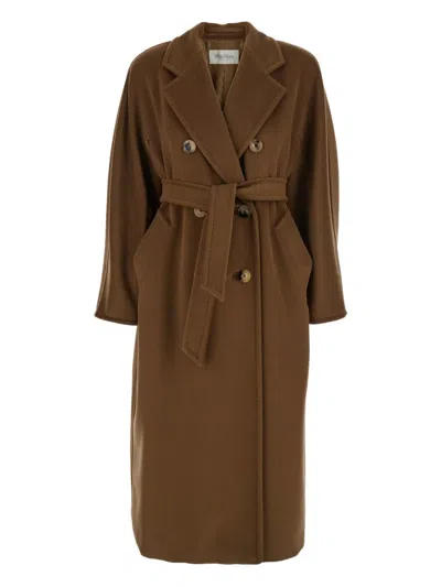 Max Mara Madame Double-breasted Coat In Brown