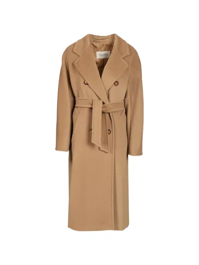 Max Mara Madame Double-breasted Coat In Brown