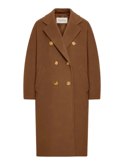 Max Mara Madame Double-breasted Coat In Brown
