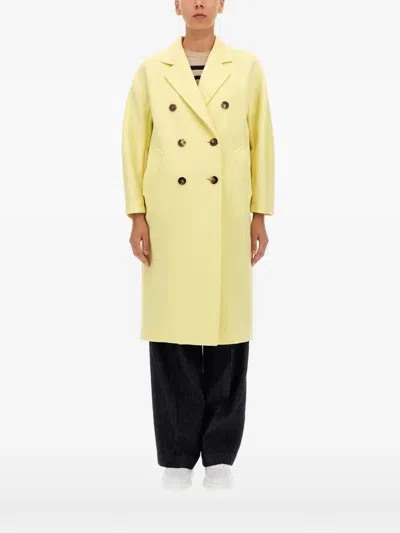 Max Mara Double-breasted Wool-blend Coat In Yellow