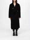 Max Mara Madame Double-breasted Long Wool Coat With Belt In Black