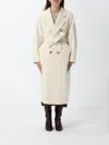 Max Mara Madame Double-breasted Long Wool Coat With Belt In White
