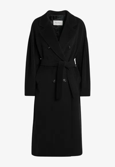Max Mara Belted Double Breasted Tailored Silhouette Jacket In Black