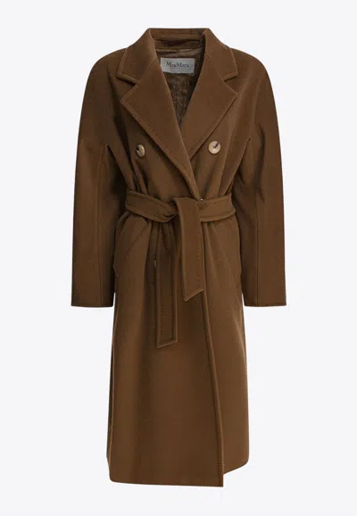 Max Mara Madame Icon Double-breasted Coat In Brown