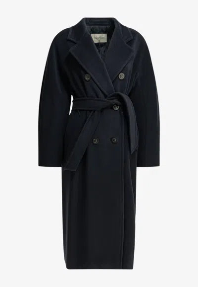 Max Mara Madame Icon Long Wool Coat In Blue