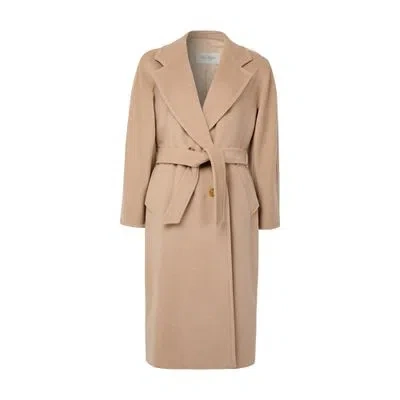 Max Mara Madame Long Coat In Brown