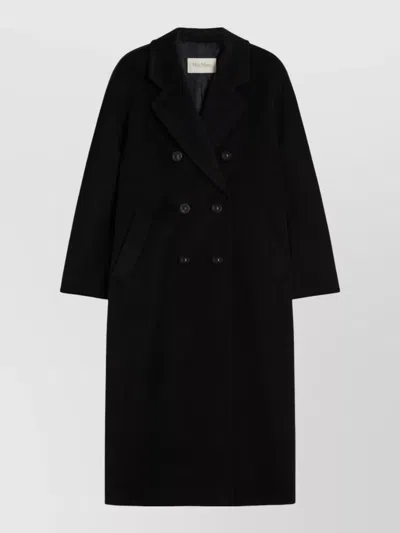 Max Mara Madame Long Jacket Button Detail Lapels Pockets In Black