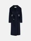 Max Mara 'madame' Virgin Wool And Blue Cashmere Coat In Blue