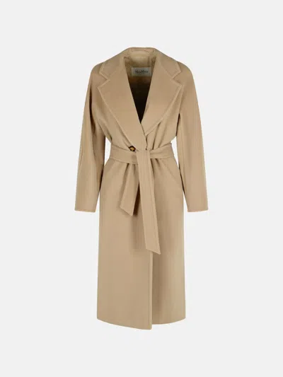 Max Mara 'madame' Virgin Wool And 'ecru' Cashmere Coat In Sand