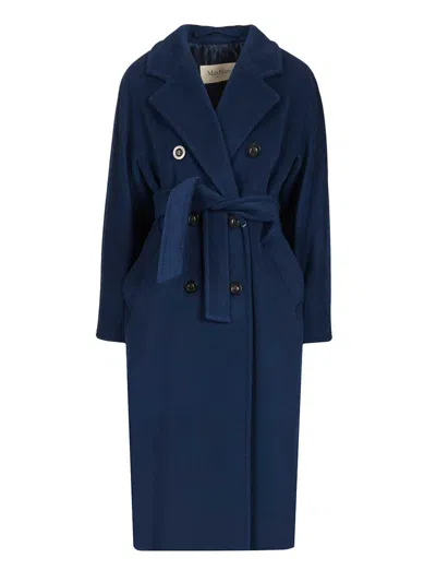 Max Mara Madame Wool Cashmere Double Breasted Coat Coats Blue