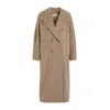 Max Mara Double-breasted Beige Wool-cashmere Coat With Tailored Silhouette In Brown