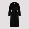 Max Mara Double-breasted Coat With Belt Coats Blue In Black