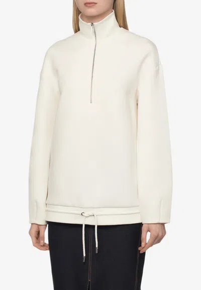 Max Mara Madia Half-zip Sweatshirt In White