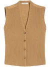 Max Mara "madre" Knit Waistcoat In Brown
