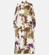 Max Mara Maesa Printed Long-sleeve Silk Maxi Shirtdress In Multicolor